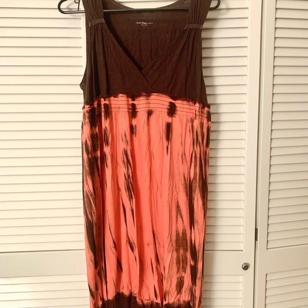 Calvin Klein Jeans Brown and Pink Midi Dress